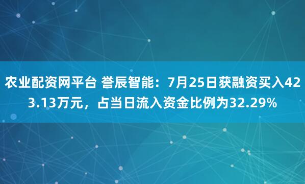农业配资网平台 誉辰智能：7月25日获融资买入423.13万元，占当日流入资金比例为32.29%